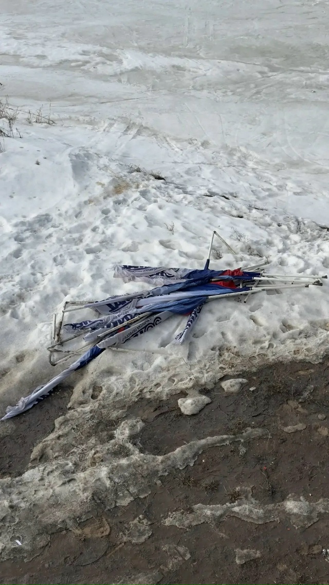 Вандал в Челнах сорвал и выбросил с моста флаги с российским триколором 