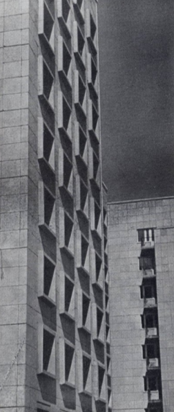 Фрагмент фасада 9-этажных общежитий с применением бетонной облицовочной плитки