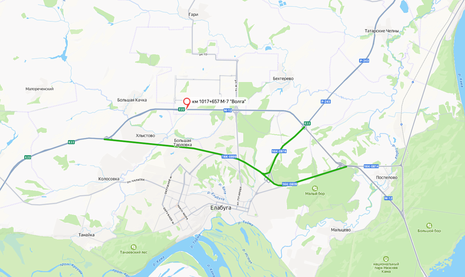 На трассе М-7 в районе ОЭЗ «Алабуга» временно ограничили движение