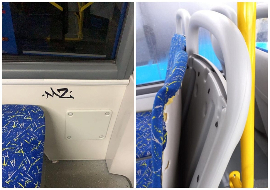 Граффити и порезы: во что вандалы превратили большие автобусы 